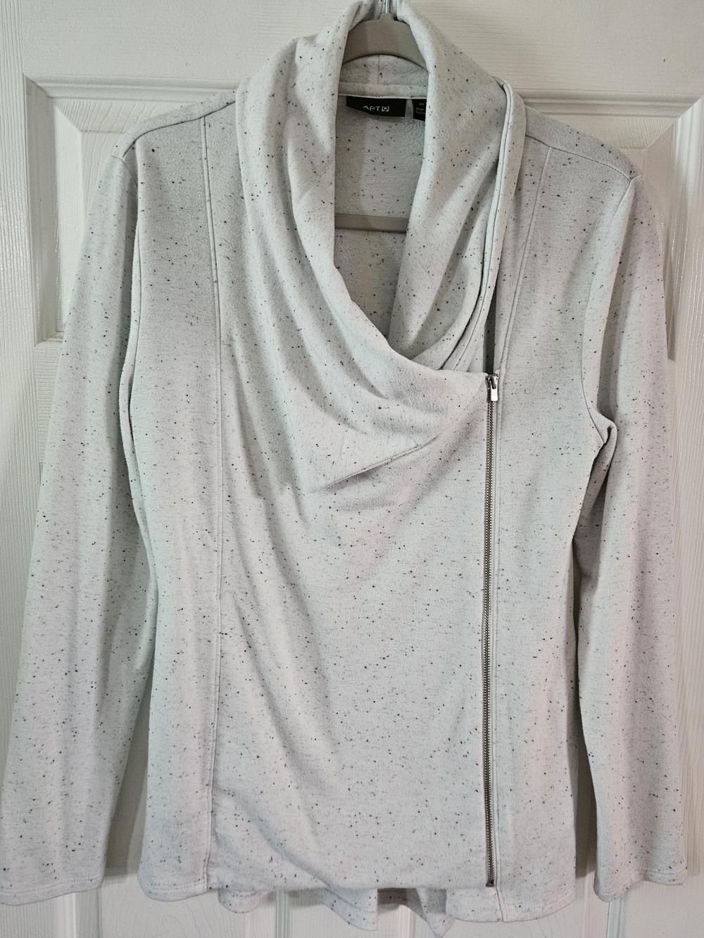 Apt. 9 Speckled Asymmetrical Zip Drape Cardigan - Light Gray